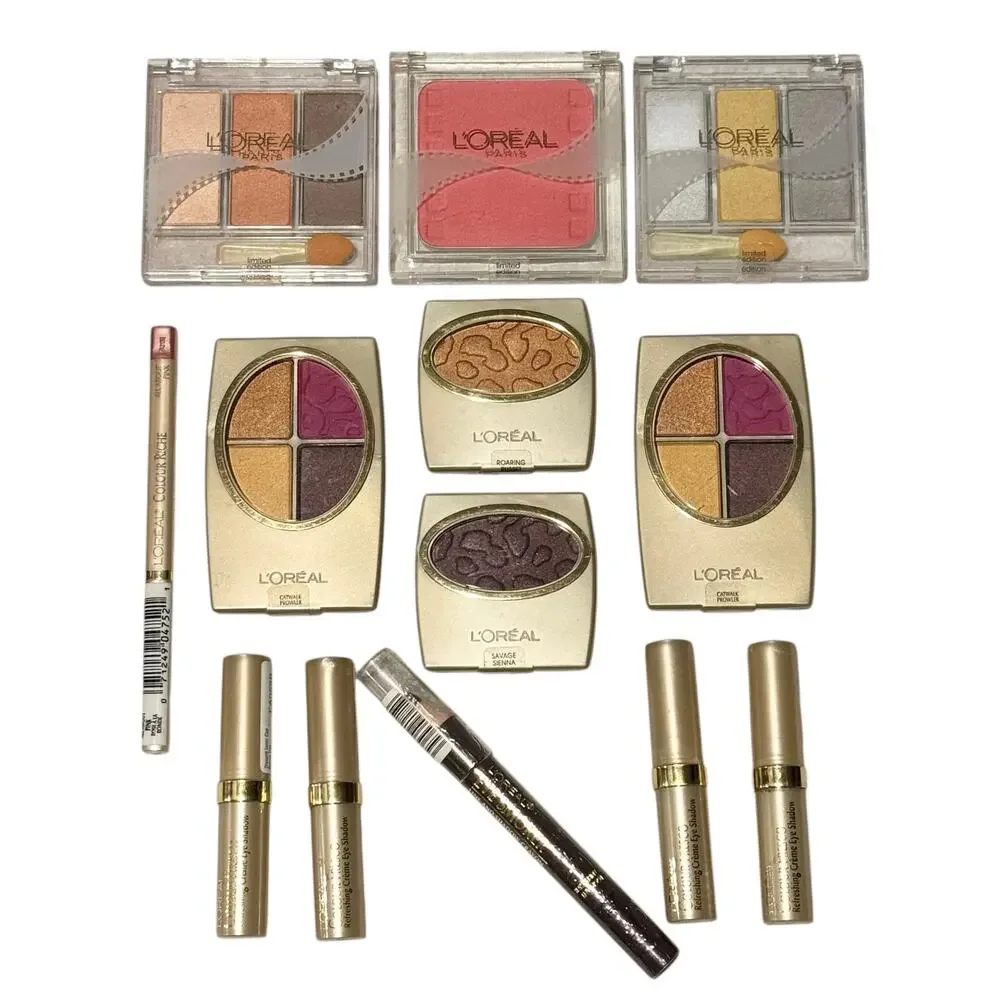 NEW Vintage L'Oreal Eye Makeup Bundle Of 13 - Palettes, Creme Shadows & Crayon
